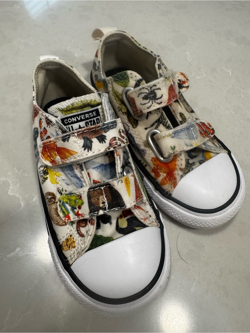Converse Kids' animal print Canvas Velcro Sneakers - White Multi
